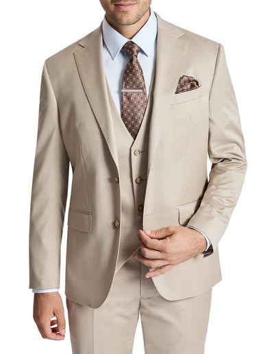 Lazio 112 Beige Wool Stretch Suit Jacket