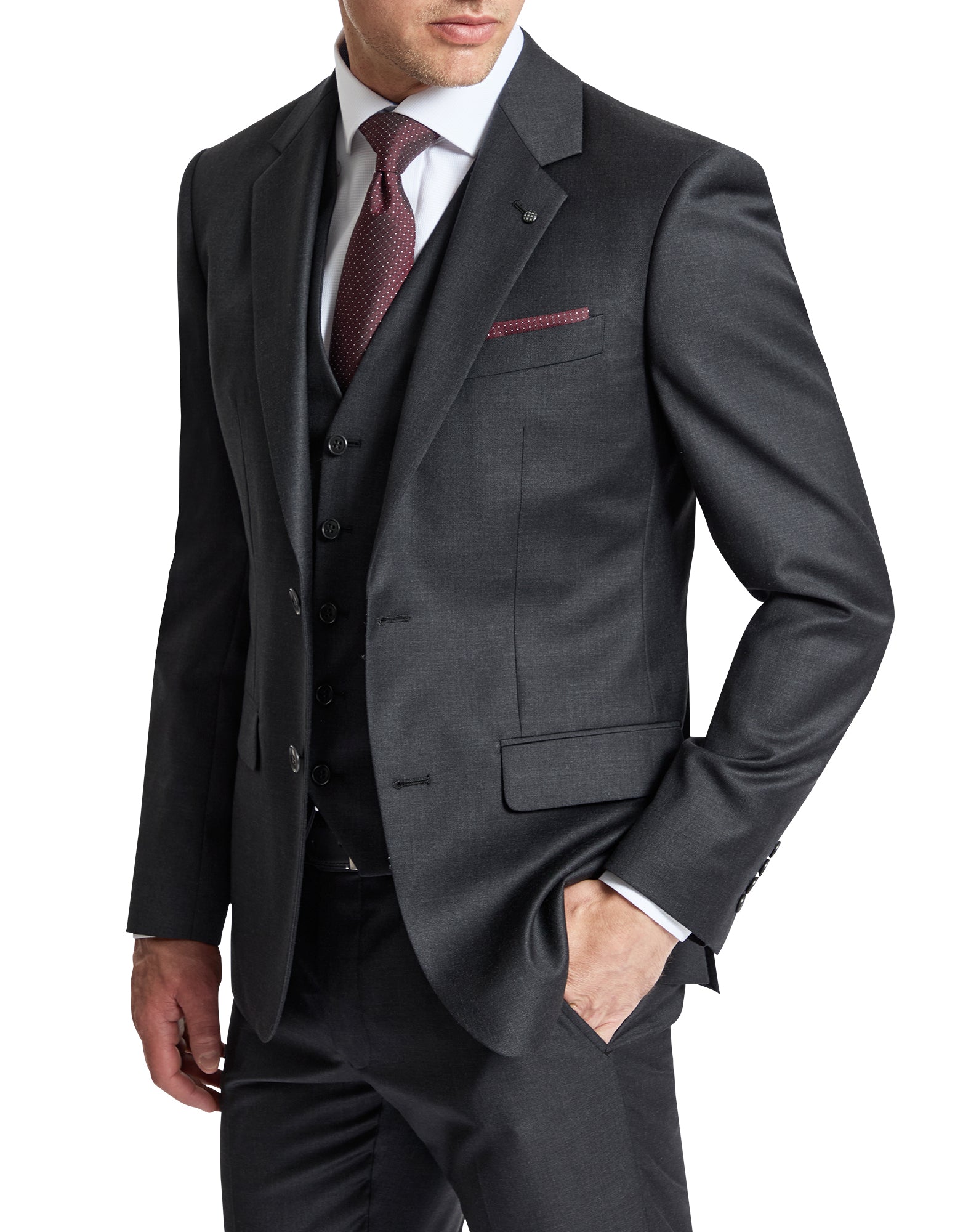 Ryan 106 Charcoal Australian Merino Wool Waistcoat