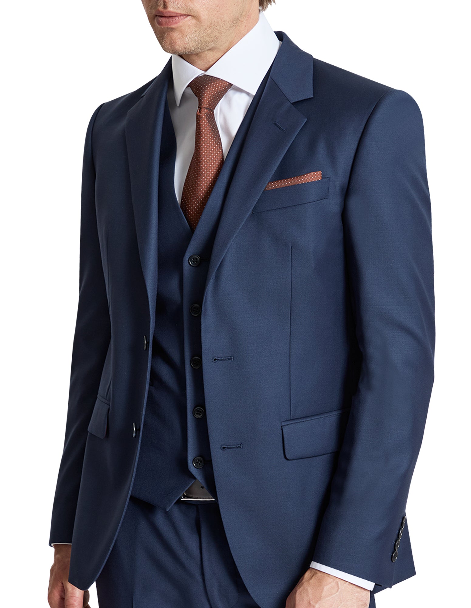 Ryan 106 French Navy Australian Merino Wool Waistcoat