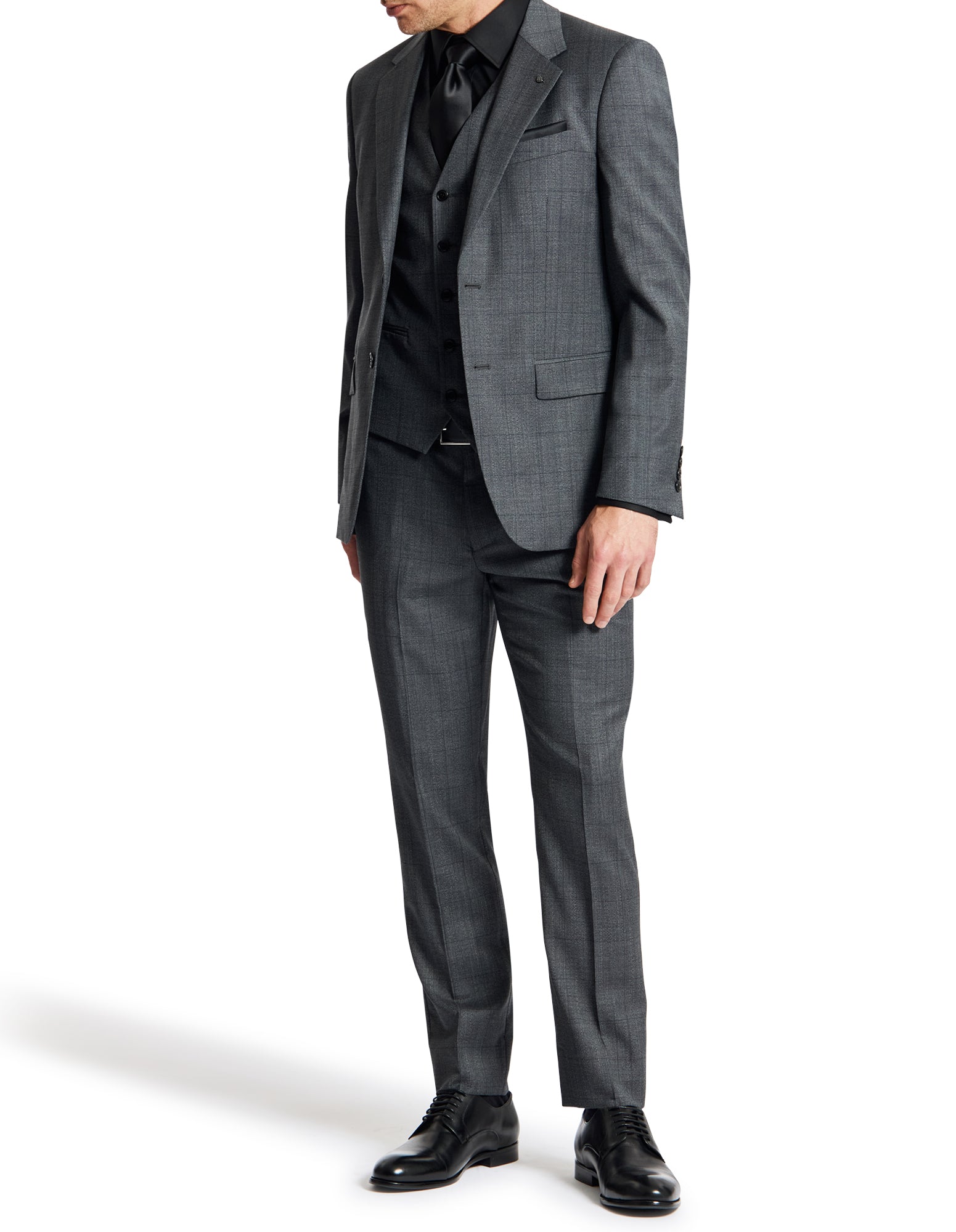 Ritchie 107 Charcoal Check Wool Stretch Suit Jacket