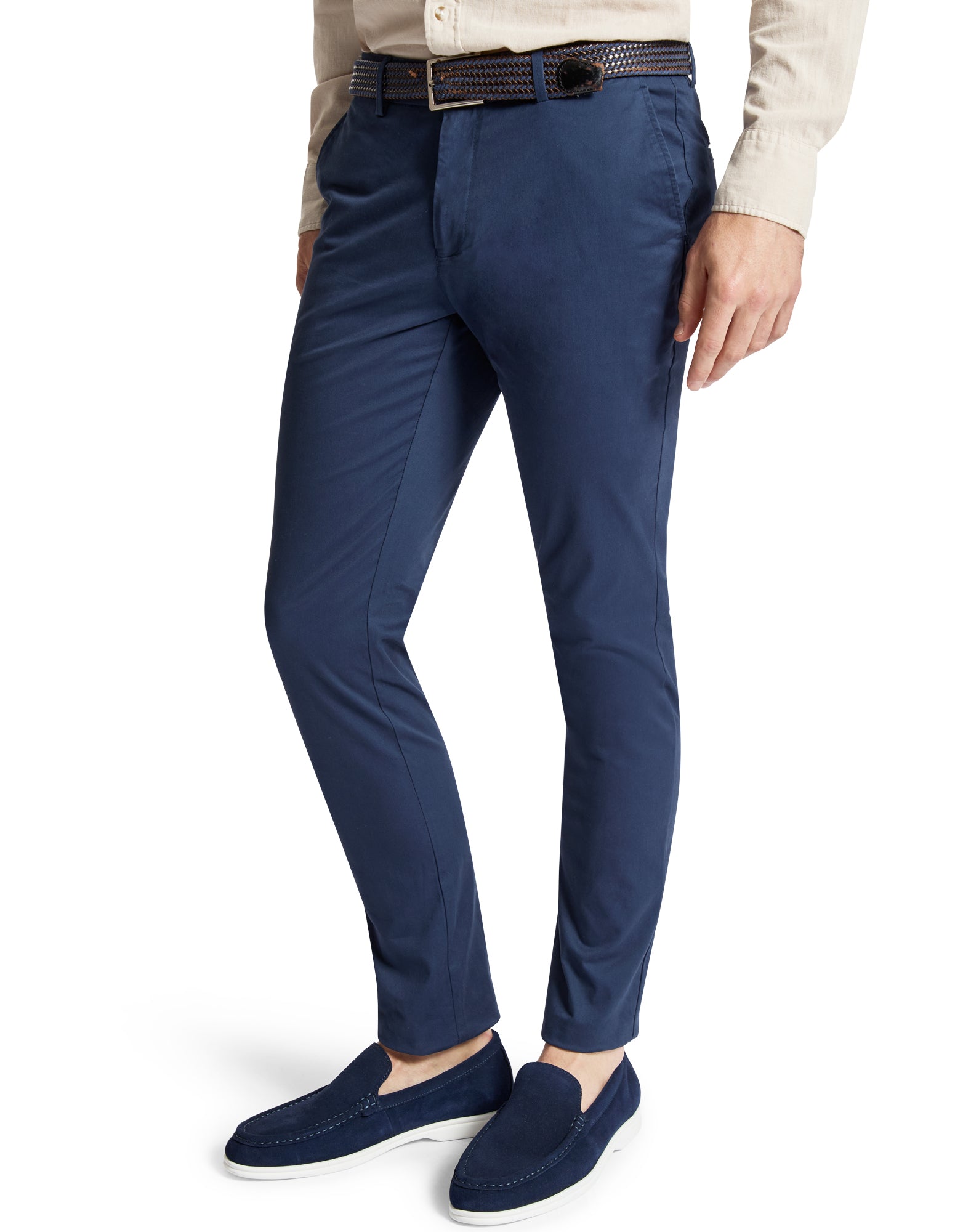Navy 490 Cotton Stretch Slim Chino