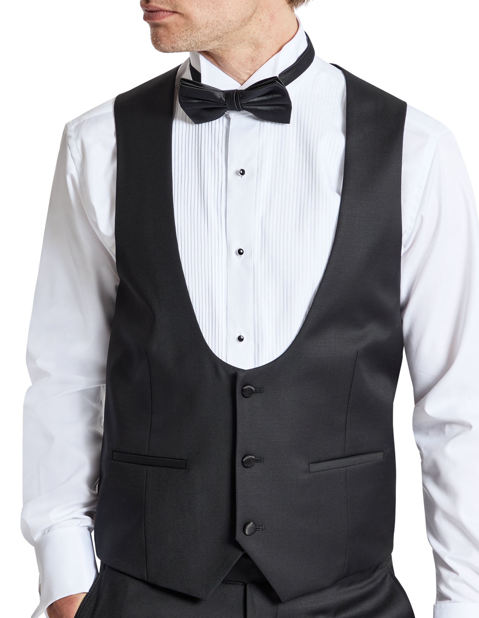 Samuel 106 Black Scoop Australian Merino Wool Waistcoat
