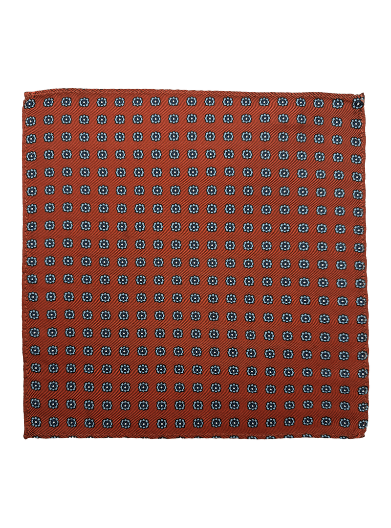 Orange Tile Print Pocket Square