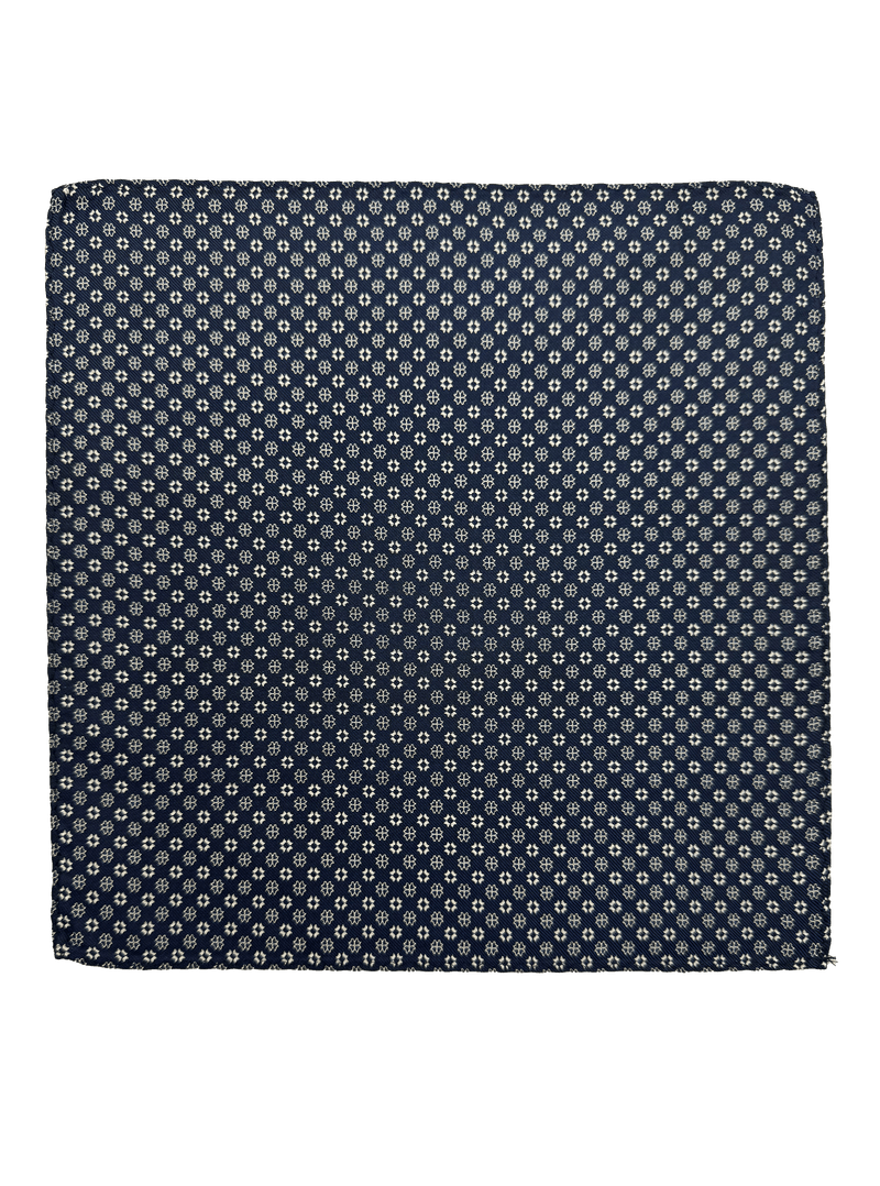 Navy Tile Print Pocket Square