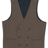 Brown 339 Double Breasted French Linen Waistcoat