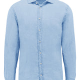 Sel 664 Blue Linen Cotton Casual Shirt