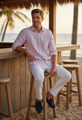 Sel Pink Striped Casual Shirt