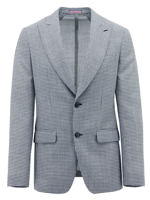 Cannes Navy Microchecked Wool Blend Sports Jacket