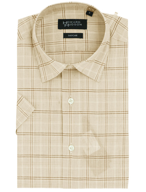 Liberty Casual Orange Checked Short Sleeve Shirt