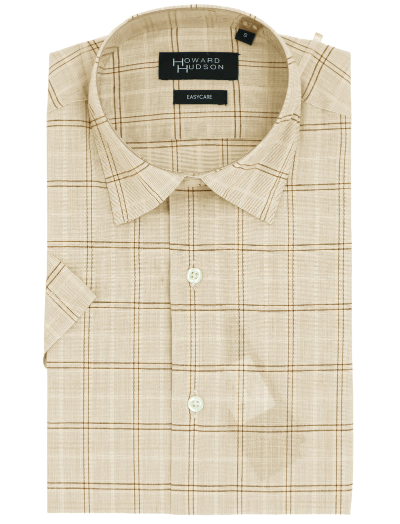 Liberty Casual Orange Checked Short Sleeve Shirt