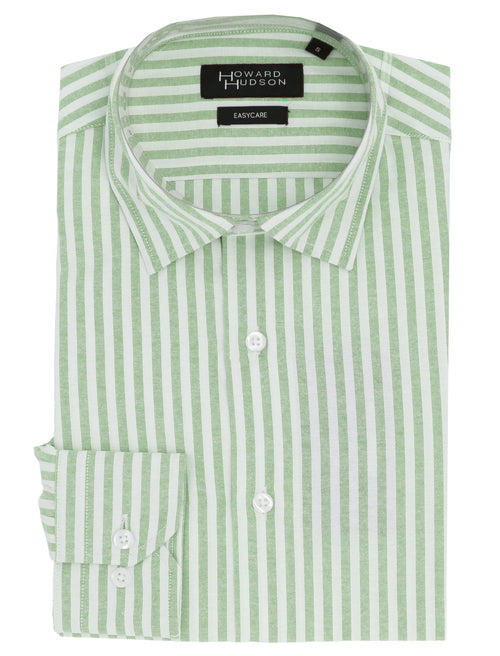 Liberty Casual Green Striped Summer Shirt