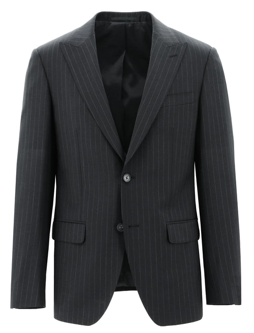 Cannes Blake Black Pinstripe Wool Stretch Suit
