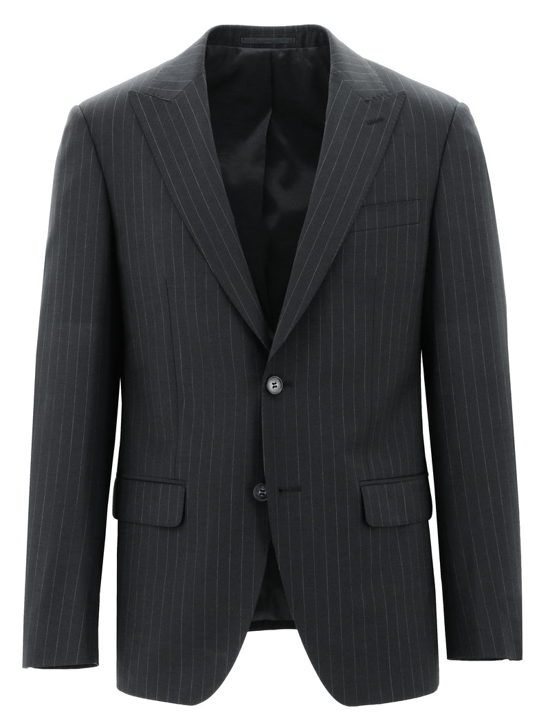 Cannes Blake Black Pinstripe Wool Stretch Suit
