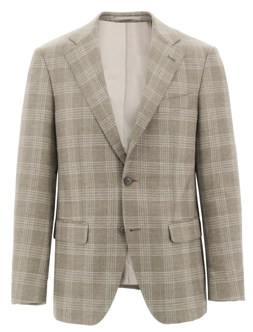 Siena Beige Check Super 110 Wool Sports Jacket