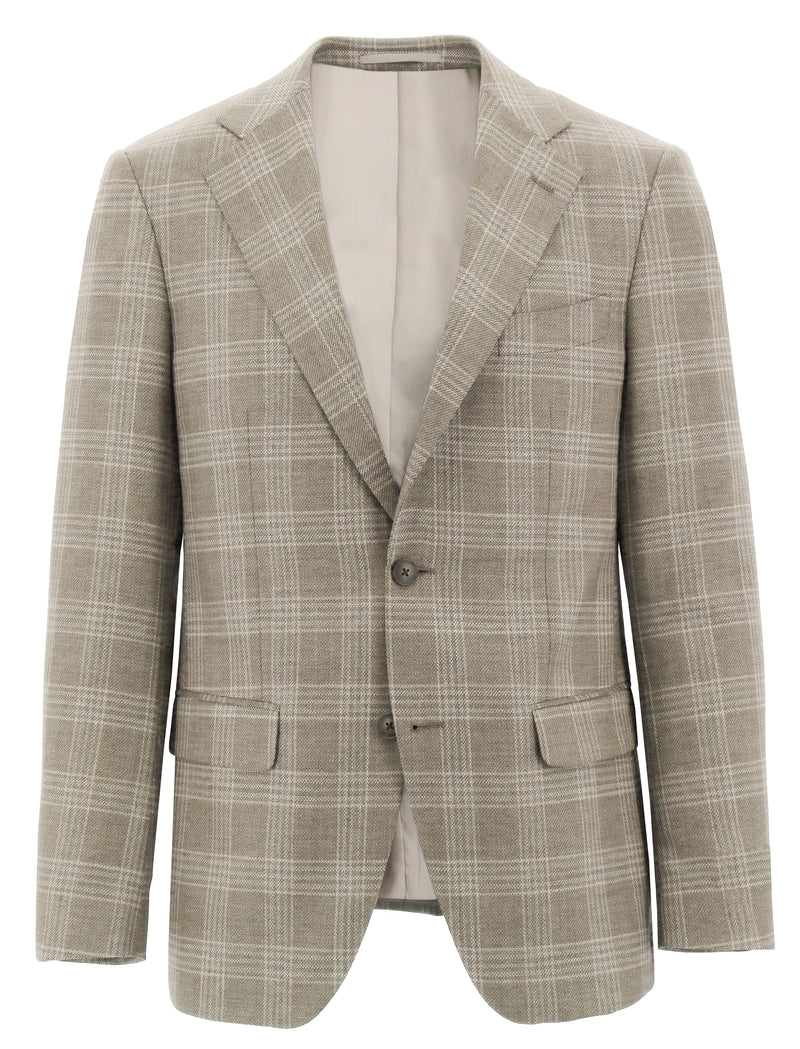 Siena Beige Check Super 110 Wool Sports Jacket