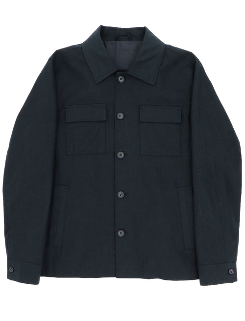 Chase Navy Linen Cotton Shacket