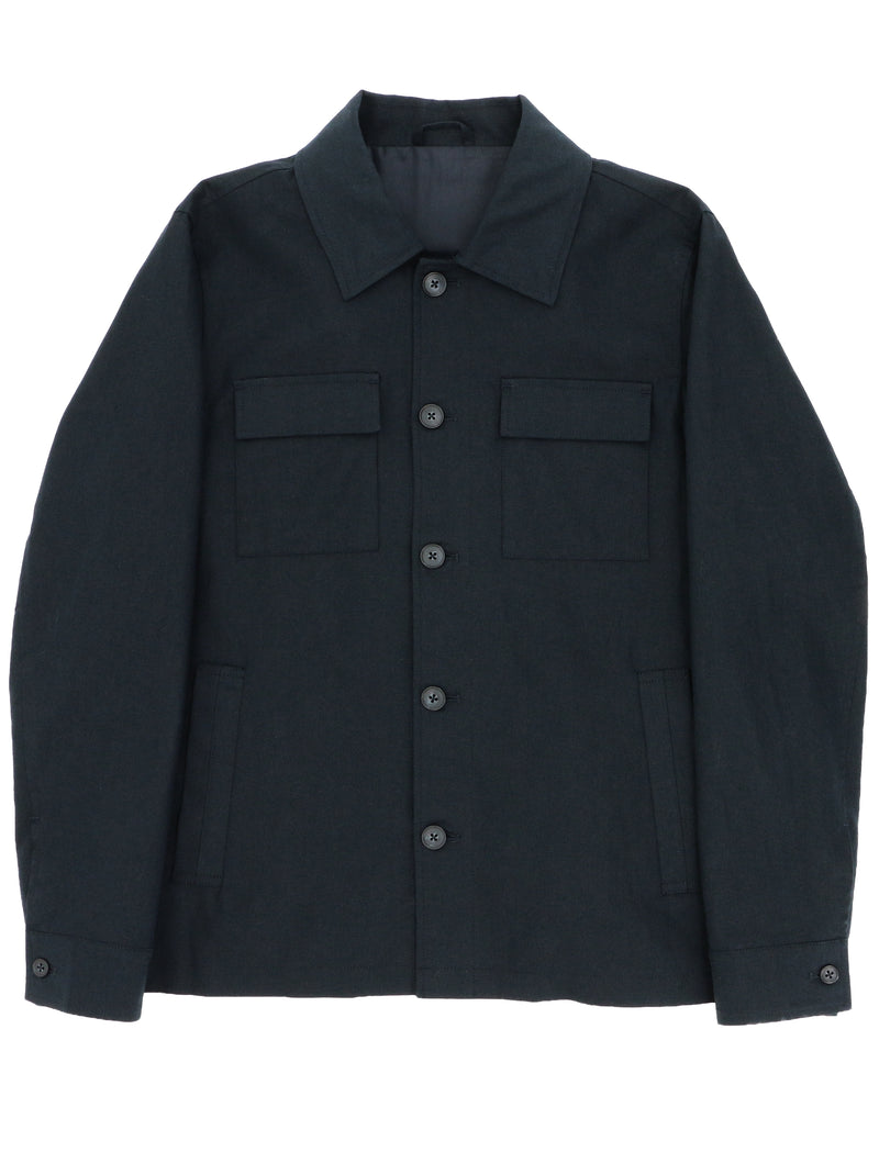 Chase Navy Linen Cotton Shacket