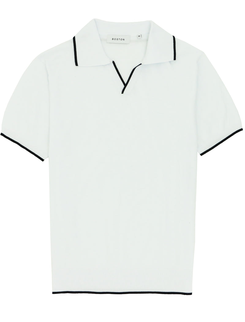 Tip White Cotton Polo
