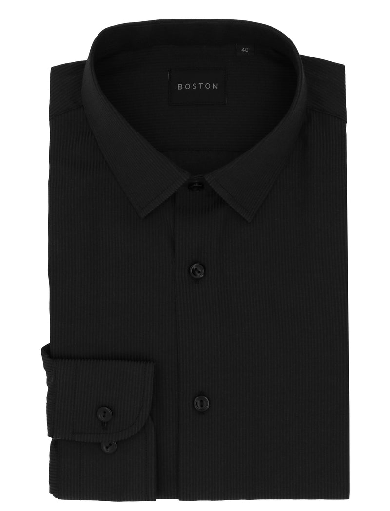 Liberty Black Self Stripe Business Shirt