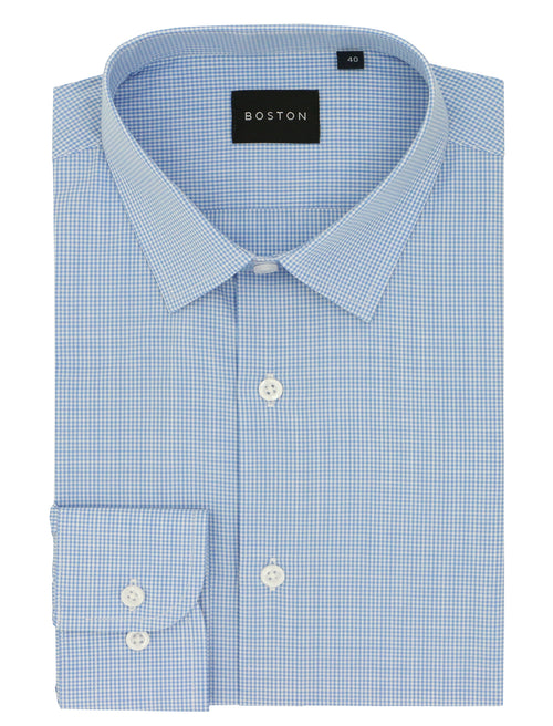 Liberty Blue Microcheck Cotton Business Shirt