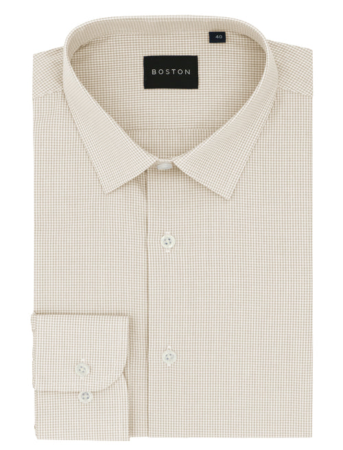 Liberty Sand Microcheck Cotton Business Shirt