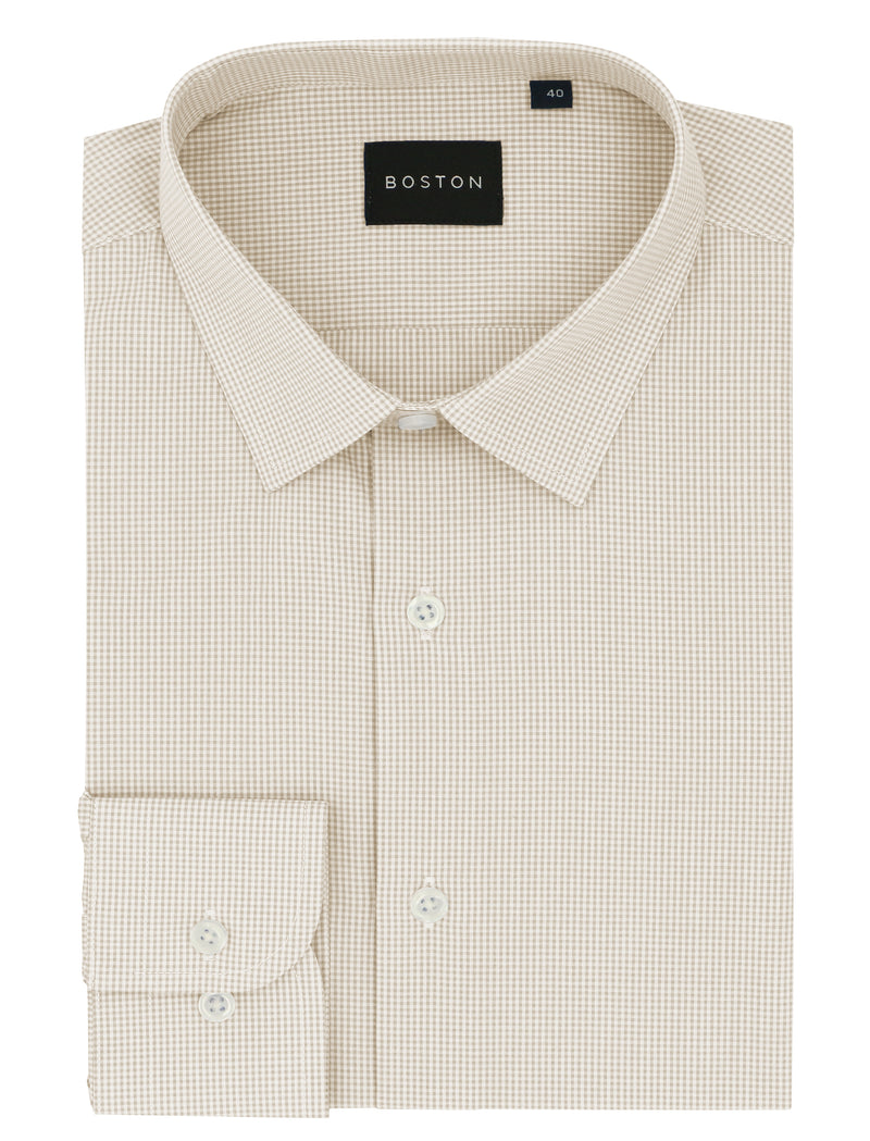 Liberty Sand Microcheck Cotton Business Shirt