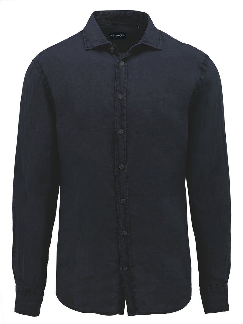 Sel Navy Cotton Linen Casual Shirt