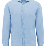 Sel Blue Cotton Linen Casual Shirt