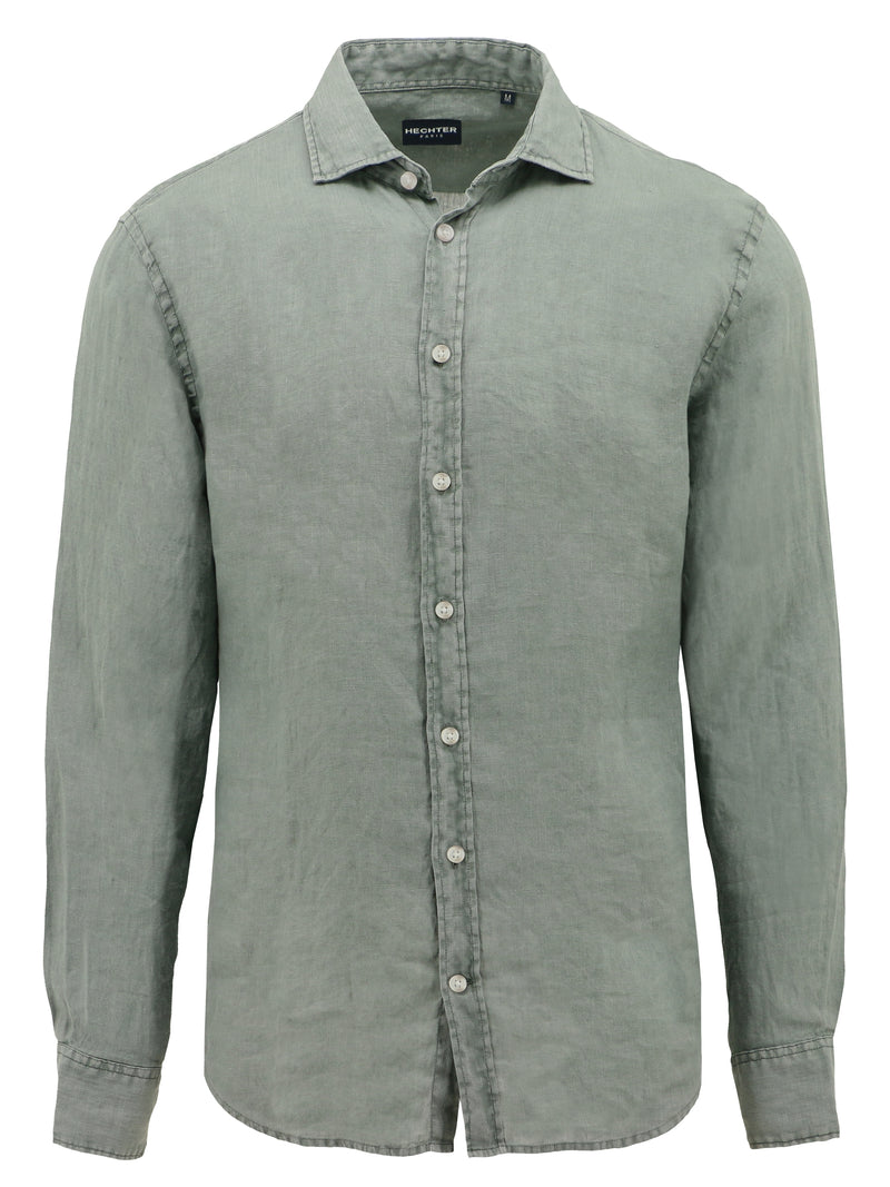 Sel Olive Cotton Linen Casual Shirt