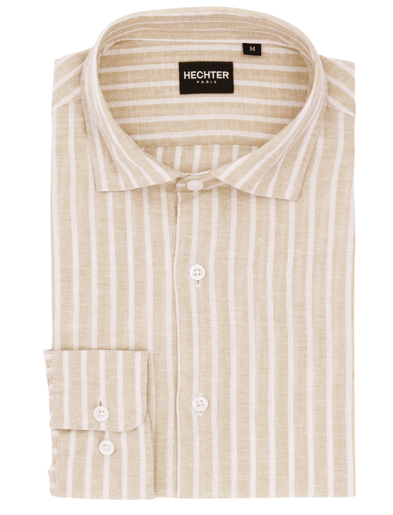 Sel Tan Striped Linen Cotton Casual Shirt