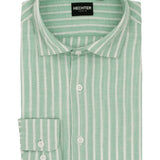 Sel Green Striped Linen Cotton Casual Shirt