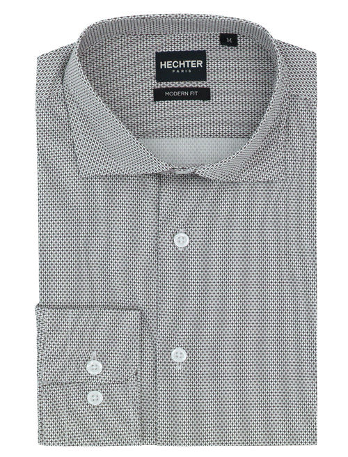 Jacque Navy Geometric Cotton Stretch Casual Shirt