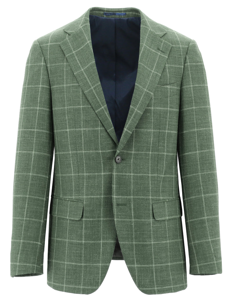 Siena Green Windowpane Comfort Stretch Sports Jacket