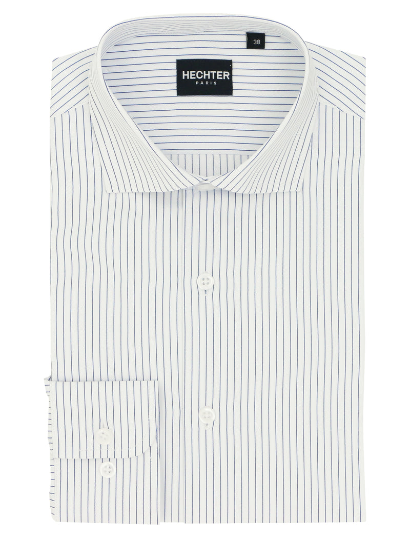 Jacque Navy Pinstripe Cotton Blend Business Shirt