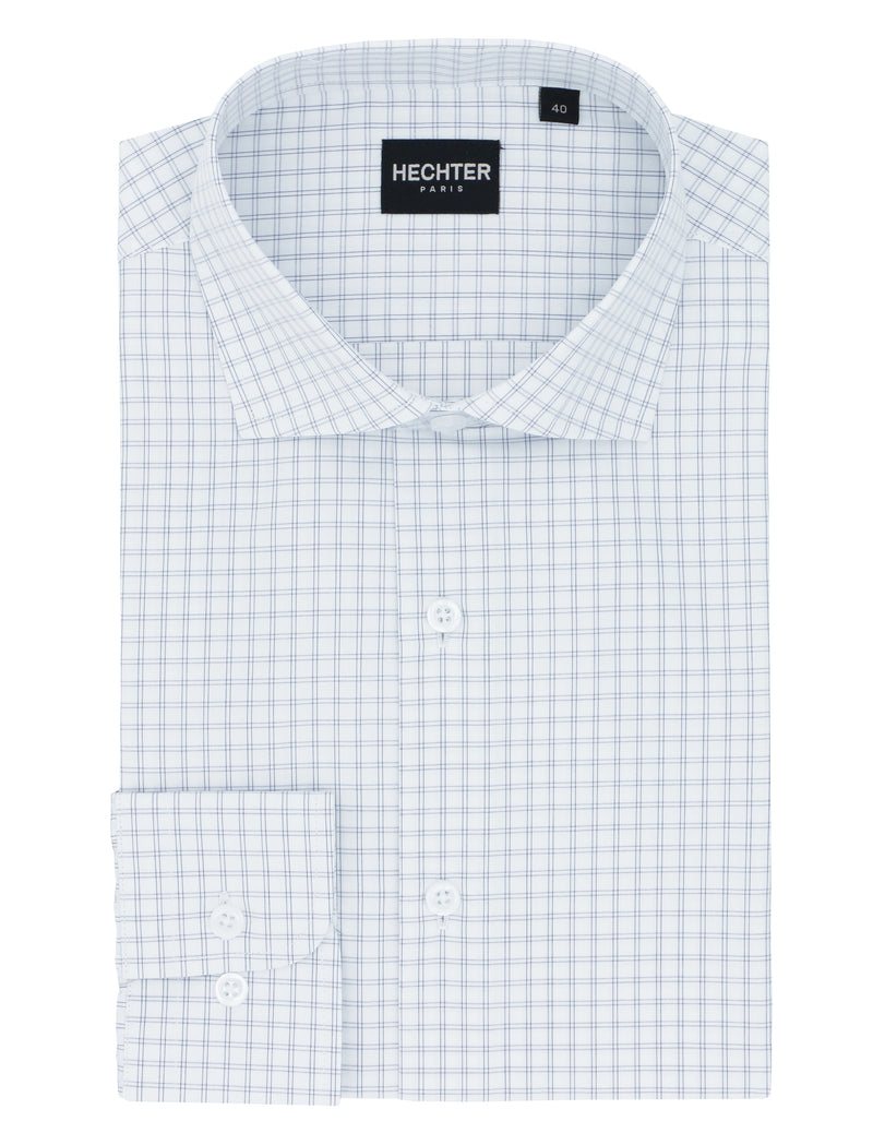 Jacque Blue Fine Check Cotton Business Shirt