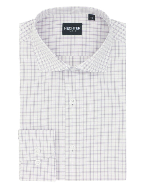 Jacque Purple Fine Check Cotton Business Shirt