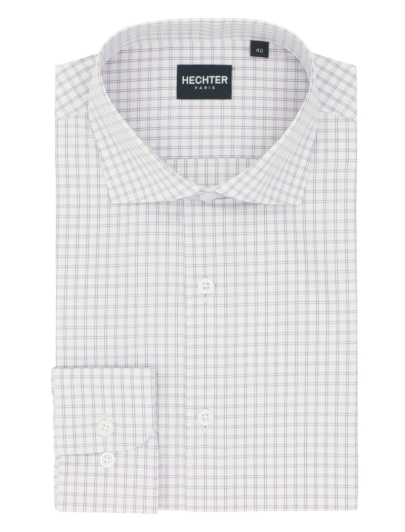 Jacque Purple Fine Check Cotton Business Shirt