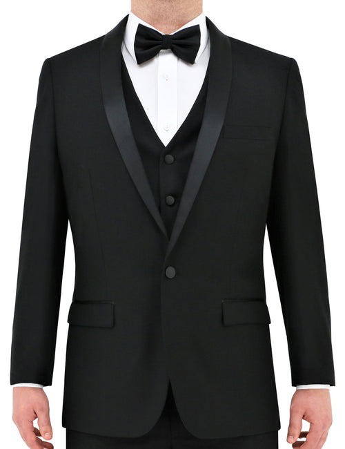 Black Satin Shawl Collar Dinner Jacket