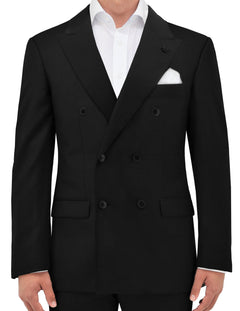 Double Breasted 5ZS Black Comfort Stretch Suit Jacket