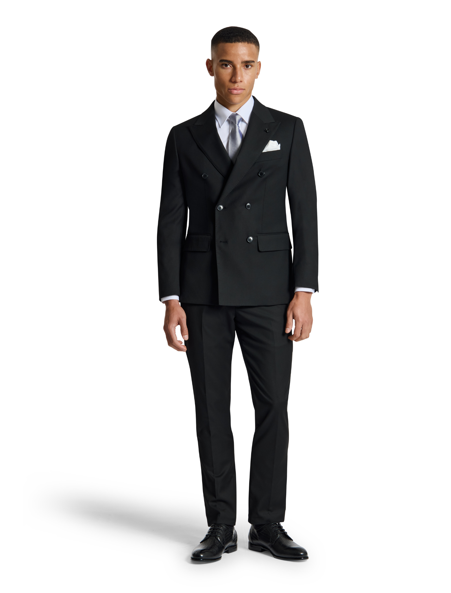 Double Breasted 5ZS Black Comfort Stretch Suit Jacket