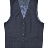 Ryan 108 Blue Check Wool Stretch Waistcoat