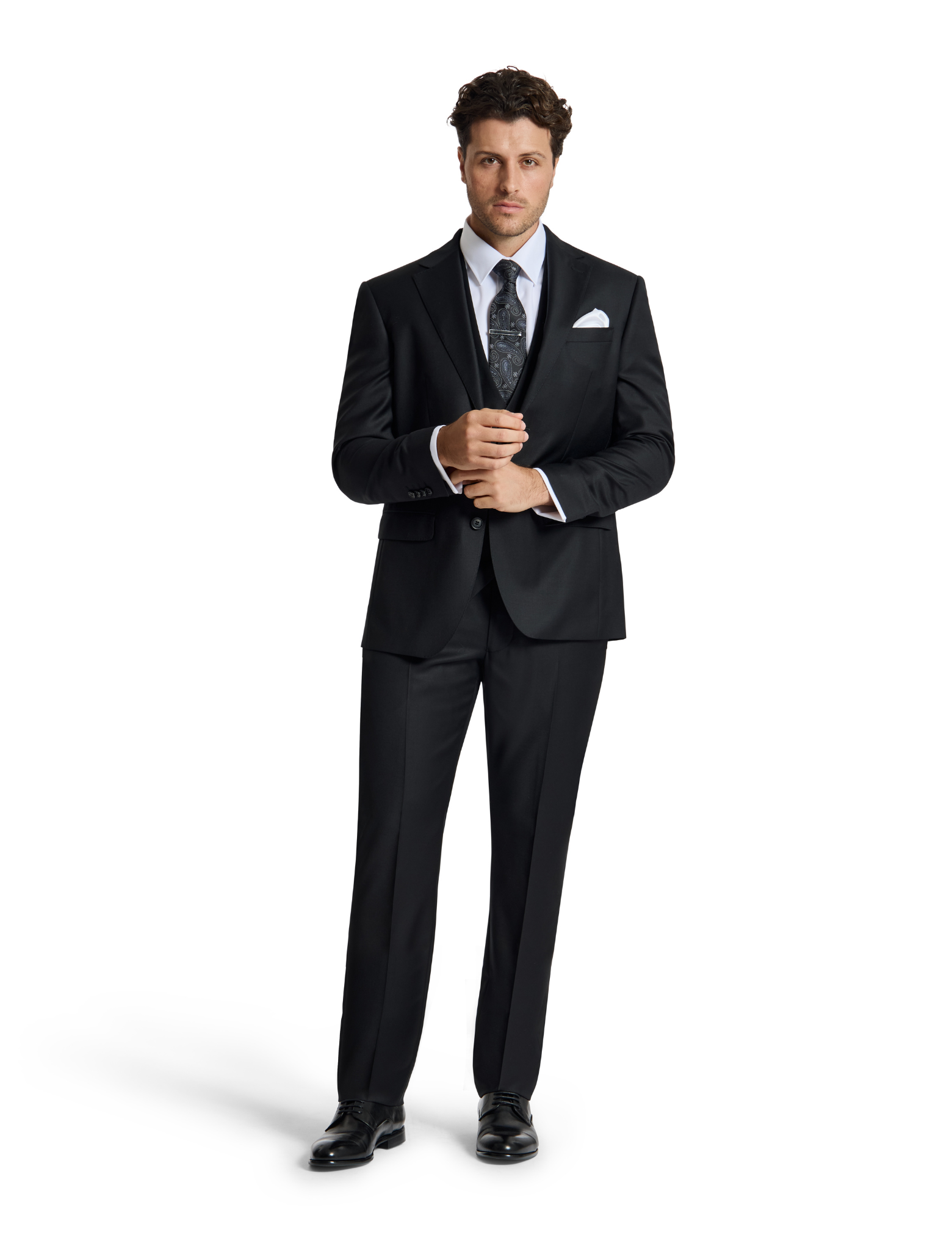 Edward 112 Black Wool Stretch Suit Trouser