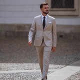 Edward 112 Beige Wool Stretch Suit Trouser
