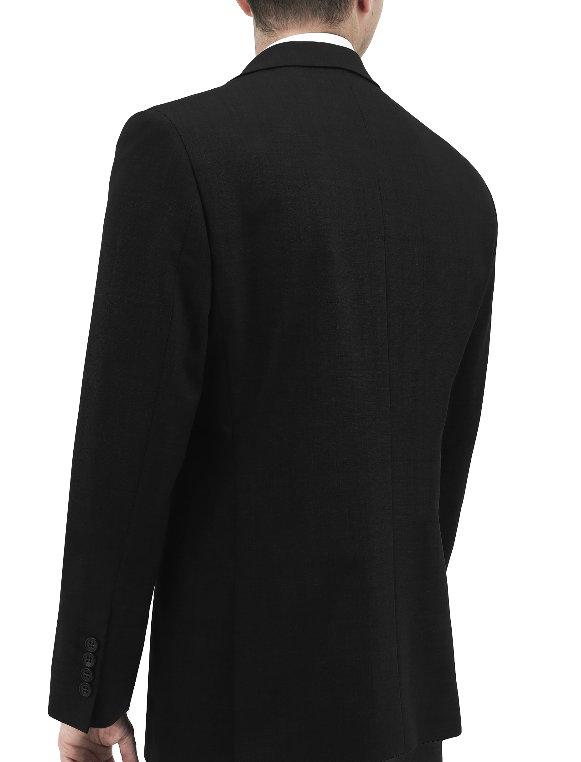 Lazio 111 Black Self Check Wool Stretch Suit Jacket