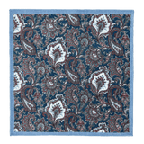 Alabaster Blue Paisley Cotton Pocket Square