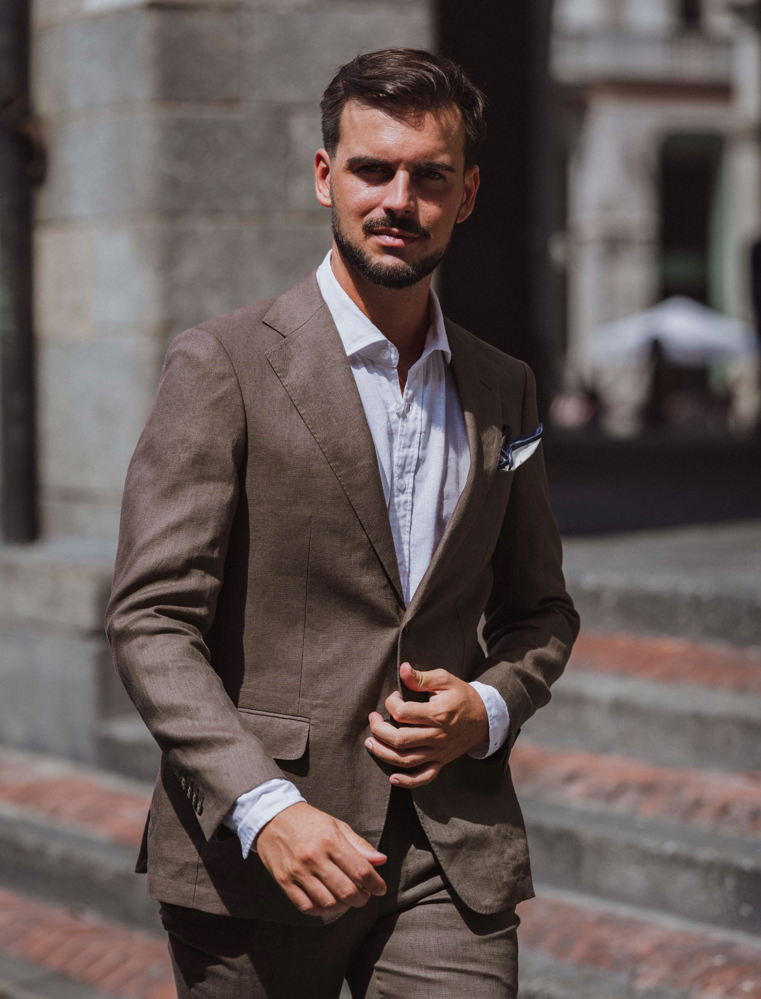 Turin Brown French Linen Tailored Jacket