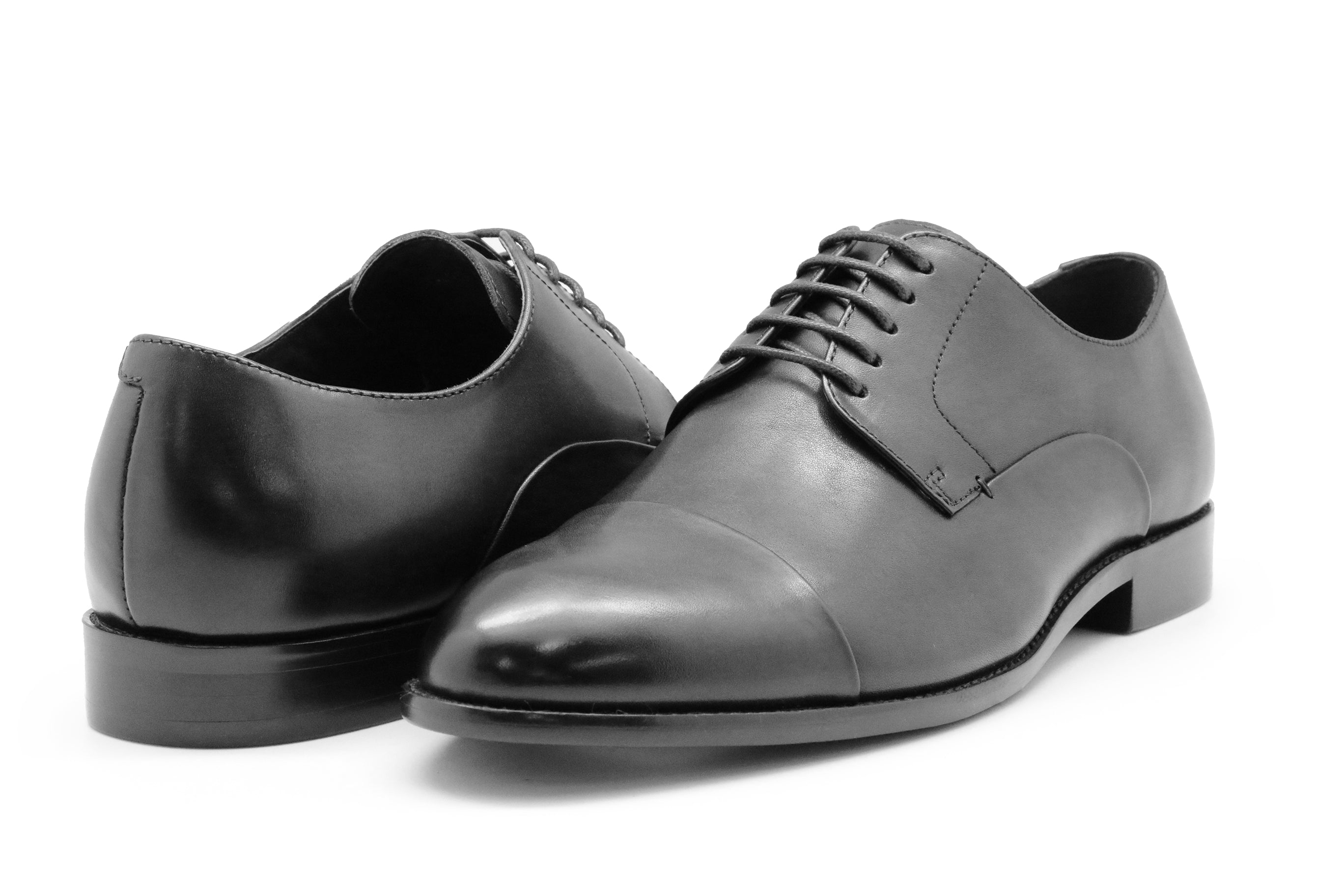Valencia Black Leather Derby Shoe
