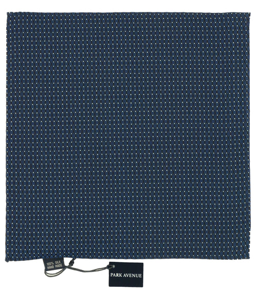 Navy Dot Print Silk Pocket Square