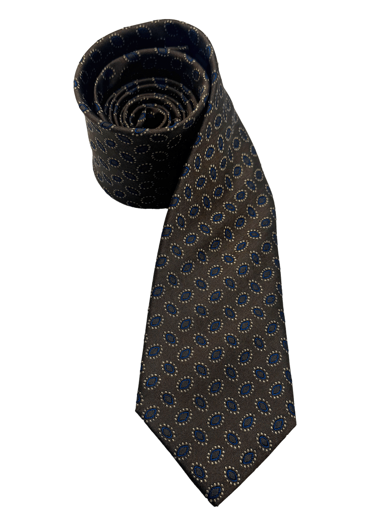 Brown Oval Print Silk Tie