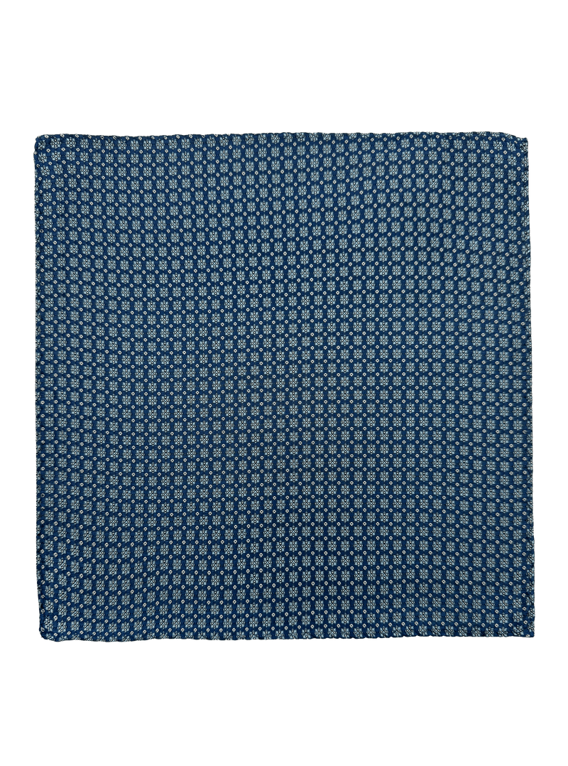 Blue Octagram Print Silk Pocket Square